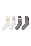 C&A Herren Socken Streifen Multipack|4er Pack hellgrau-melange 43-46