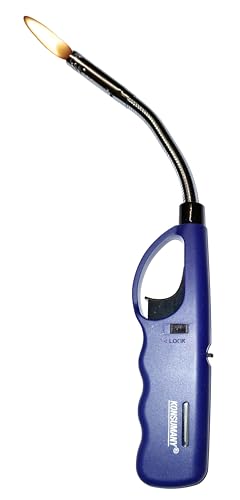 1 Stück KONSUMANY Stabfeuerzeug biegsam flexibel Gas Feuerzeug 26,5cm Lang Nachfüllbar (1x Blau)