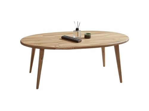 Solid Wood Oval Coffee Table for Living Room, Scandinavian Modern