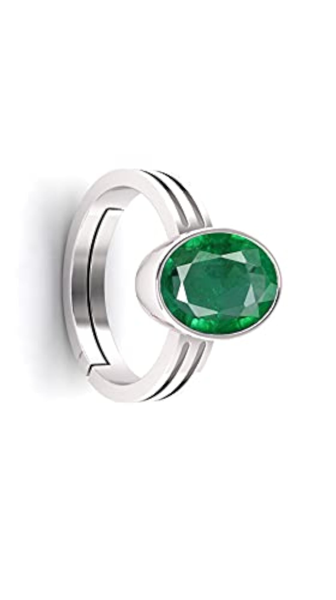 Certified Natural Zambian Emerald Adjustable Silver Ring, Women's