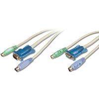 Assmann Octopus KVM Cable HD15 Male 2 x Mdin6/Male HD15 Female/2 MDin6 M/M 5.0 m