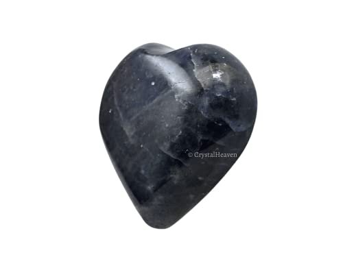 Image of Iolite Crystal Heart Palm Pebbles Stones for Anxiety Stress Relief Massage - AAA Grade Original Healing Gemstone Agate Heart Palm Stone for Yoga Meditation Spiritual