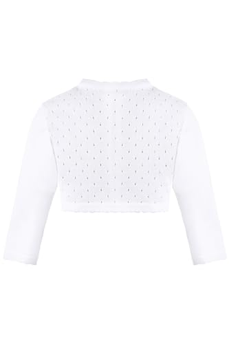 Lilax Little Girls' Knit Long Sleeve One Button Closure Bolero Shrug 5T White - Thumbnail 4