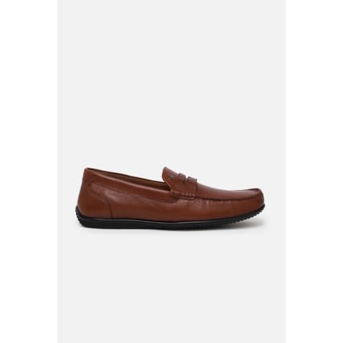 Image of Louis Philippe Men Premium Leather Breathable Lining Material Anti Slip Flat Heel Rubber Sole Formal Loafers
