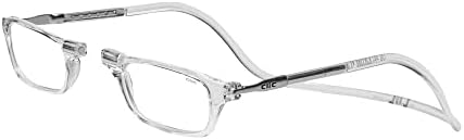 Clic Magnetic Reading Glasses, Computer Readers, Replaceable Lens, Adjustable Temples, Original, (S-M, Clear, 2.00 Magnification)