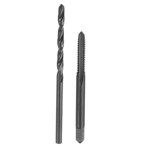 sourcing map Tap and Drill Bit Set, 1pcs 6-32 UNC Straight Flute Thread Screw Taps & 1pcs 2.8mm Twist Drill Bits, Black Oxide HSS-6542 Tapping Threading Tool Kit
