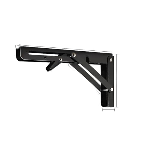 Brackets de estante plegable, Paquete de 2 estantes plegables triangulares pared 8 a 14 pulgadas, multicolor(2pcs Black 8 Inch)
