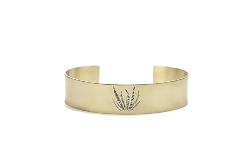 Bracelet de lavande gravé en acier inoxydable, manchette fleurie pour femme