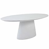table de jardin en beton fibre Entretien facile Oviala Table de Jardin Ovale Effet béton Lisse 8 Places 200x110 cm Blanc