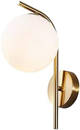 Lampada da Parete Interno, Portalampada da Parete Dorato, E27 Lampada a Muro Paralume di Vetro 12CM, Lampada a Muro Creative Palla di Vetro E27 lampadina NON Contiene, per Camera da Letto, Soggiorno