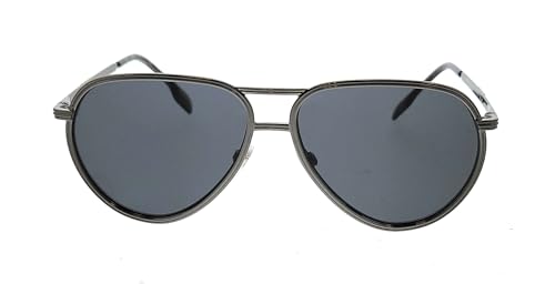 BURBERRY BE 3135 114481 Ruthenium Metal Pilot Sunglasses Dark Grey Polarized Lens2