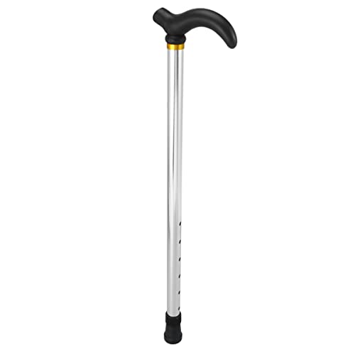 minkissy Walking Canes for Women & Man Walking Sticks for Seniors 21-35in Length Retractable Crutches with Non-Slip T Handle Aluminum Alloy (Silver)