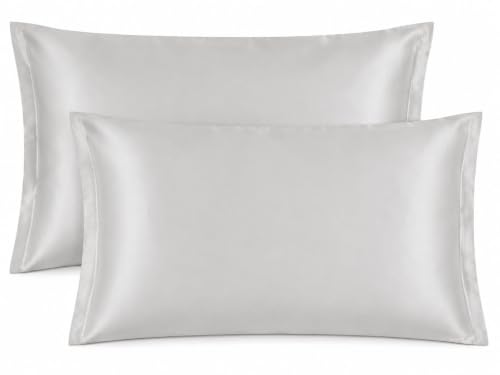 Image of Trance Home Linen 100% Cotton 400TC Satin Premium Pillow Covers | Skin & Hair Friendly Pillow Covers | Set of 2 Pillow Cases |Standard Size (18 x 28 inch, Pearl)