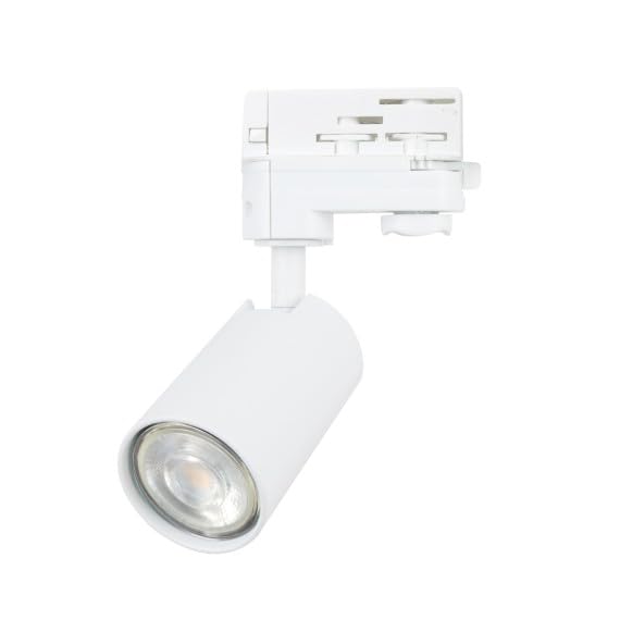 Foco en riel 3 fases - Orientable 360° - GU10 - Sin LED integrado - Cuerpo Aluminio - Blanco