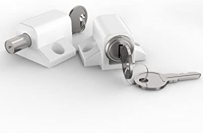ROFMAPLE Lock, 2 Pack Sliding Door Window Lock, Push-in Key Lock, Patio Door Locks for Home Office Classroom (White)