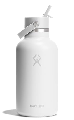 Image of Hydro Flask Water Bottle - Insulated Stainless Steel - Wide Straw Lid, Non Spill, Leakproof in 64 Oz Tonal White