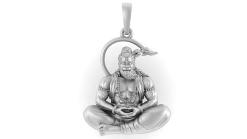 Akshat Sapphire 925 Sterling Silver (92.5% purity) Hanuman Pendant for Men & Women 925 Pure Silver Bajrang Bali Locket - P4