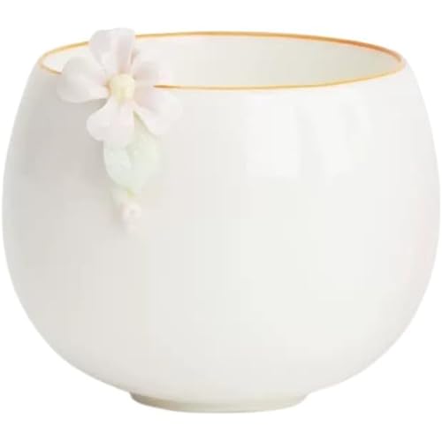 茶杯 湯呑み セラミック 耐熱 ティーカップ インテリア 和風 可愛い 陶器 茶器 茶道具 茶具セット お茶に最適 おしゃれ ギフト 誕生日 結婚式 お祝い プレゼント (ホワイト,A)