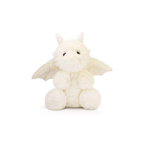 Soft Little Flying Dinosaur Stuffed Plush Pillow, Adorable White Dragon Plush Toy and Birthday Present for Kids, Adults and Collectors(White/7.9in)