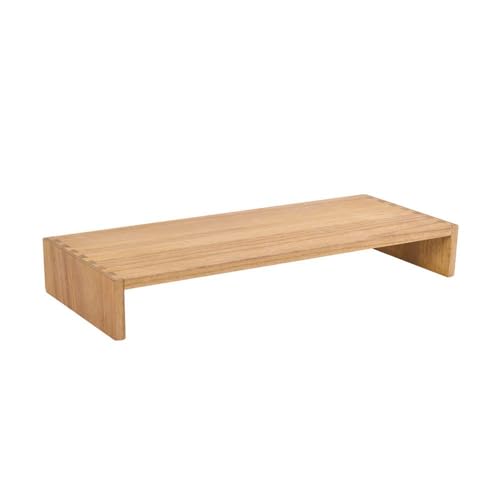 KIRIGEN Monitor Stand Wooden -Desk Stand Wood for Computer/Laptop/TV Printer - Monitor Arms & Stands Desk Riser for Office Organizers -Desktop Workspace lenth 39cm Natural