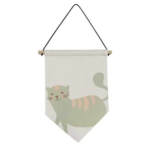 Bannière décorative à suspendre chat cyan toile suspension