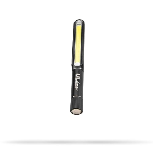 NEBO Lil Larry - 250 Lumen Torch with COB Work Light - Pocket Clip Magnetic Base for Hands-Free Lighting - Portable COB LED Flashlight - Hazard Light-Red (Black)