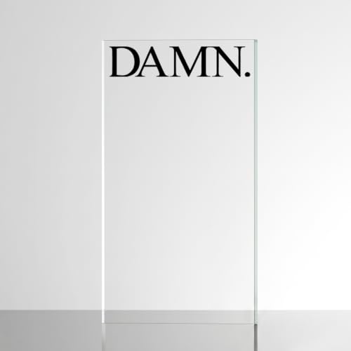 Image of Sticker for Glass & Mirrors| Minimal Vinyl Decal for Bedroom Bathroom & Cafe | Self-Adhesive Waterproof Quote Mirror Sticker | Aesthetic Decals (Damn., Medium, Matt Black)