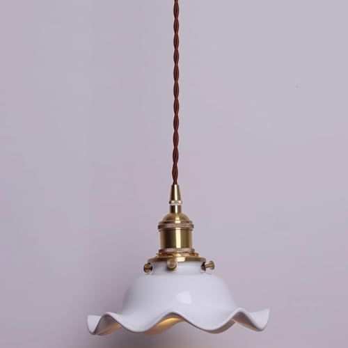 Suspension vintage en céramique blanche et lustre de plafond rétro pour cuisine