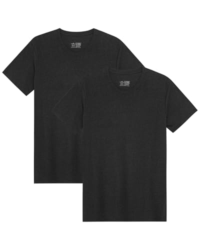 DANISH ENDURANCE Kurzarm Herren T Shirt aus Modal & Bio-Baumwolle, Rundhals-Ausschnitt, 1er, 2er oder 4er Pack, Rund - Schwarz - 2er Pack, XL