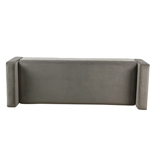 Image of HomePop Velvet 48 inch Storage Ottoman Bench - Gray