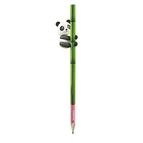 Legami - Crayon avec gomme, I Love Bamboo, Ø 0,7 cm, H 18 cm, Mina HB, Variante Panda, trait précis, pour dessiner et écrire