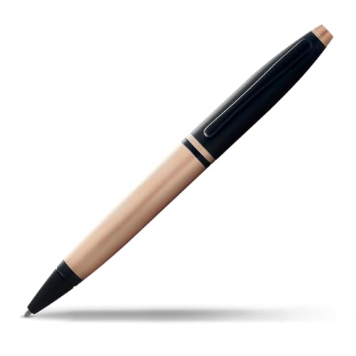Image of Cross Calais Brushed Rose Gold & Black Refillable Ballpoint Pen - Medium Point, Black Ink, Smooth Writing, Presented in a Luxury Gift Box