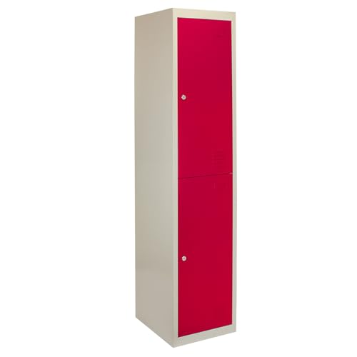 Monster Shop Casiers de rangement en métal à 2 portes, unité verrouillable en acier rouge et gris
