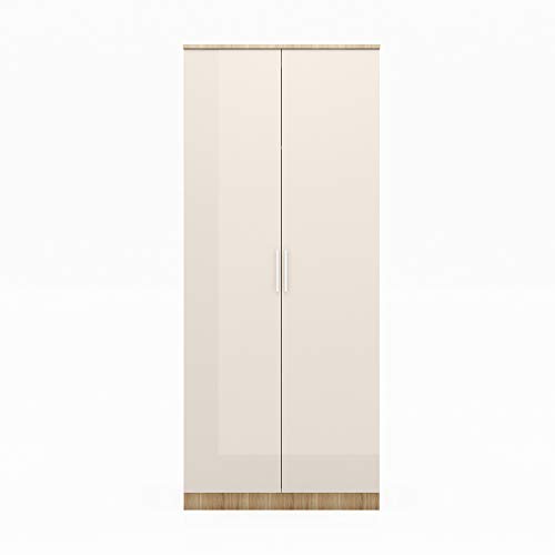 ELEGANT Modern High Gloss Wardrobe and Cabinet Furniture Set Bedroom 2 Doors Wardrobe with Mirror and 3 Drawer Chest and Bedside Cabinet - Image 5