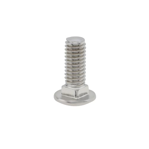 Image of 20pcs M6 Carriage Bolts Screws, 304 Stainless Steel, Round Head, Square Neck, Fully Threaded M6x12mm (M6*12)