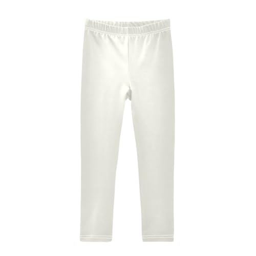 DOMIKING Ivory White Girl's Leggings Pants Kids' Yoga Pants Stretchy Active Legging 4 Years
