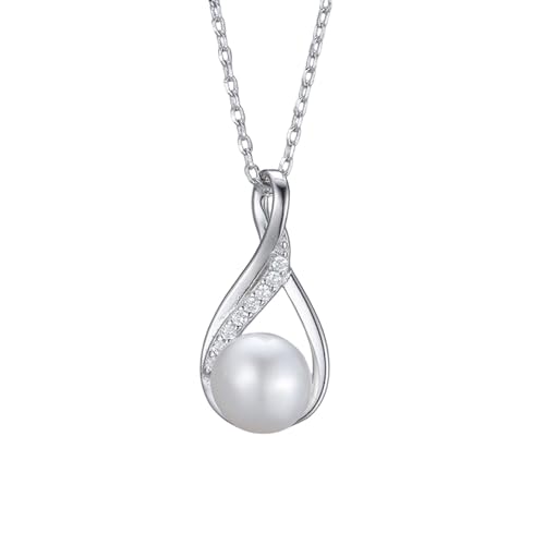 Collier de Perles Blanches en Forme de Larme anti ternissement Argent 925