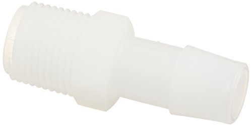 Eldon James A6-8NK Natural Kynar Adapter Fitting, 3/8-18 NPT to 1/2