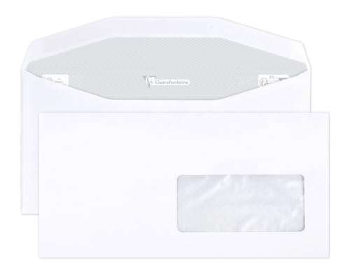 Enveloppes DL Clairefontaine 10989C de 500 pièces blanches avec fenêtre papier cristal
