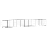 Vopese Hundehütte Spiel Paradies Pulverbeschichteter Stahl PE Schwarz Silber 1210x220x180cm Hundezuhause Model3082297