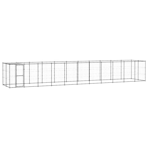 Vopese Hundehütte Spiel Paradies Pulverbeschichteter Stahl PE Schwarz Silber 1210x220x180cm Hundezuhause Model3082297