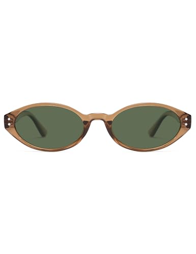 Retro Oval Polarized Sunglasses for Women Chic Cat Eye Trendy 90s Shades UV400 Protection AP3743