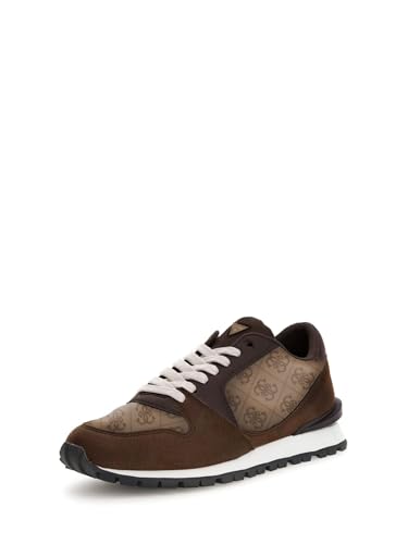GUESS Zapatillas FMPARO ELL12 BEIBR de Cuero Marrón con Detalles de Logotipo, para Hombres (marrón, Sistema Tallas Calzado EU, Adulto, Números, Mediano, 43)
