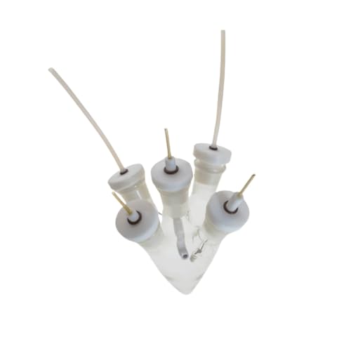 Small Caliber 5-Channels Electrolytic Cell, Conical Bottom, 20~50ml Capacity, Inlet and Outlet Gas Device/Salt Bridge Optional (30ml (with 5 Plugs))