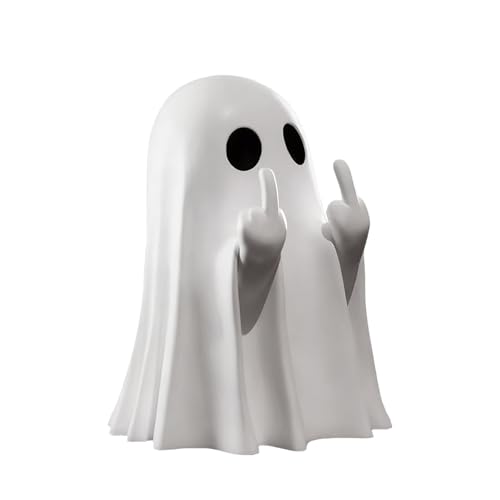 UZYXC Figura fantasma com dedo médio - ornamento Halloween para secretária, exterior ou interior - design divertido assustador e fofo