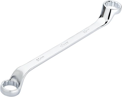 Vigor Double Ring Spanner V7750-30X32, SW 30 x 32 mm, External Double Hexagon Profile, 15 Degree Offset, 385 mm Length, Chrome-Plated, in Accordance with DIN 838/ISO 10104