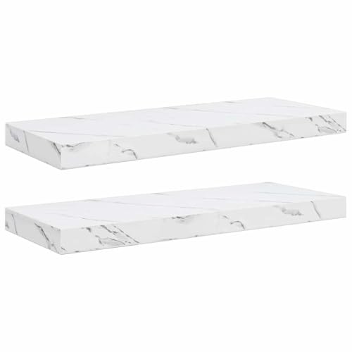 vidaXL Étagère Murale 2 pcs Marbre Blanc 60 x 23,5 x 4 cm, Étagère Murale, Design Rectangulaire, Moderne, Bois Résistant, Organisation à Domicile, Gain de Place