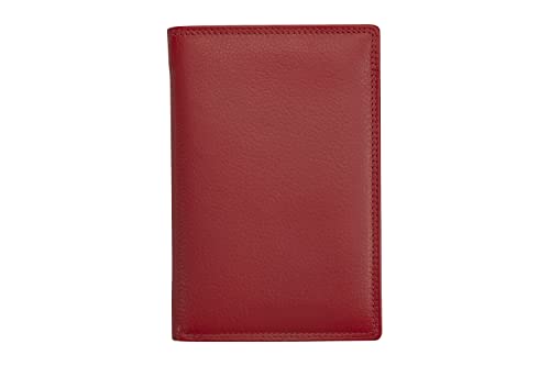 Josephine Osthoff Brieftasche Herren Leder Ausweisetui Reisepasshülle Hochformat Ausweishülle Damen Gross Ausweistasche RFID-Schutz Slim Wallet mit Geldscheinfach (942), Farbe:Kirsche