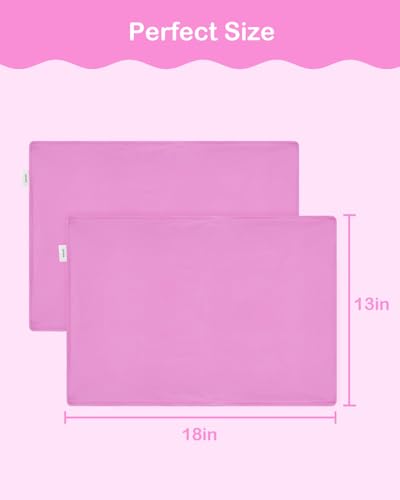 Image of ALVABABY Toddler Pillowcase Stretchy Nylon&Spandex Soft Kids Pillow Cover 2 Pack Fit 13 inchx 18 inch or 12 inchx16 inch Envelope for Girl Boy Travel Pink