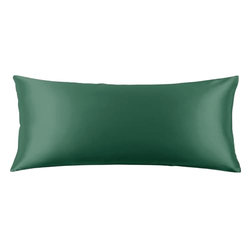 Image of THXSILK Set of 2 100% Mulberry Silk Pillowcase for Hair and Skin, Grade 6A+ Mulberry Silk Pillow Cases 22 Momme, Hypoallergenic Pillow Case Cover with Zipper (Body Size 20 inchx54 inch, Green)